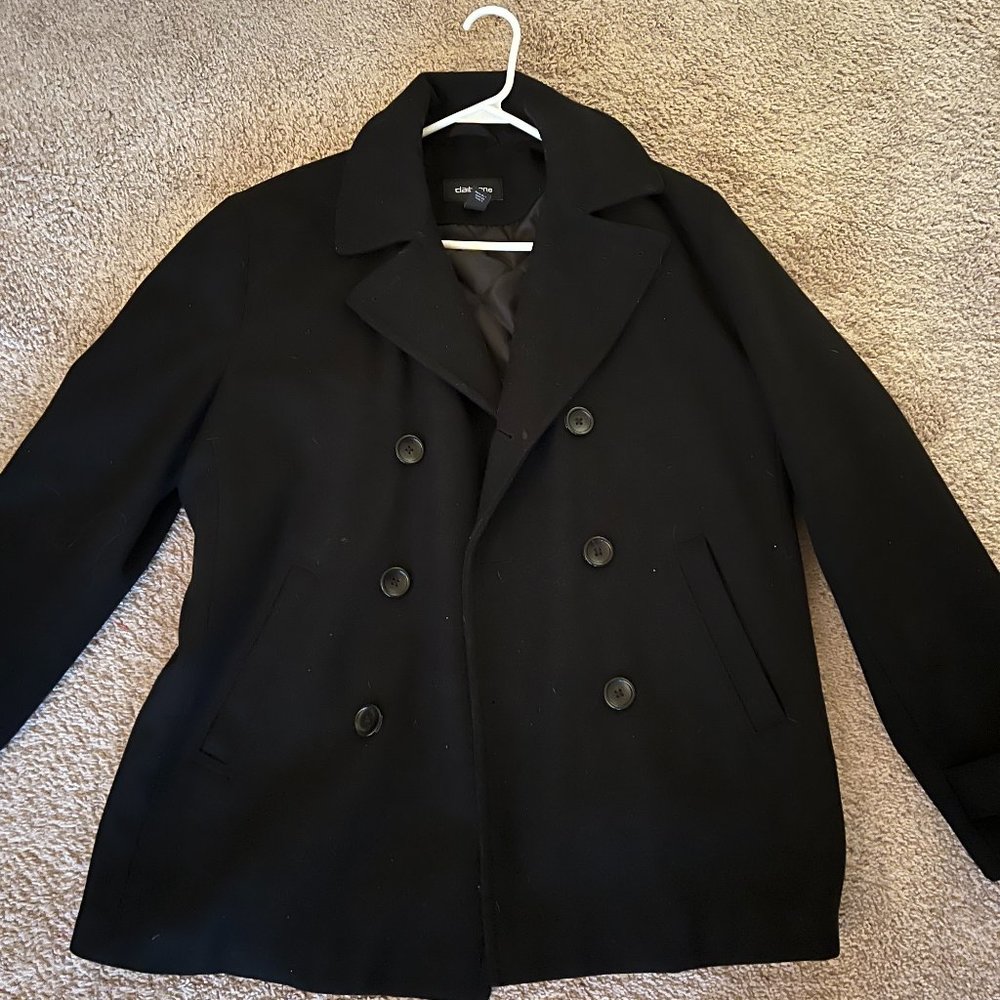 Mens Claiborne wool/polyester blend double breasted peacoat Medium